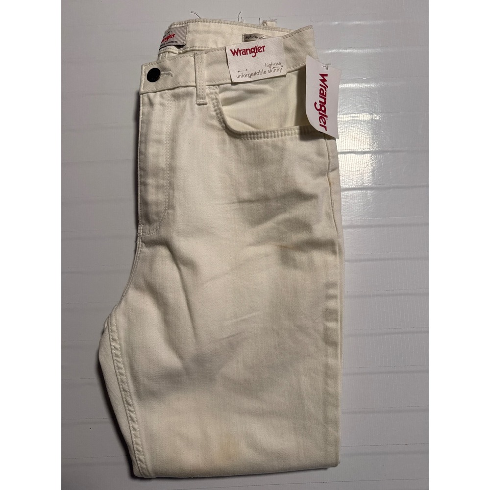 Wrangler High Rise Unforgettable Skinny Jeans Womens 10 Off White 112315093‎ NWT